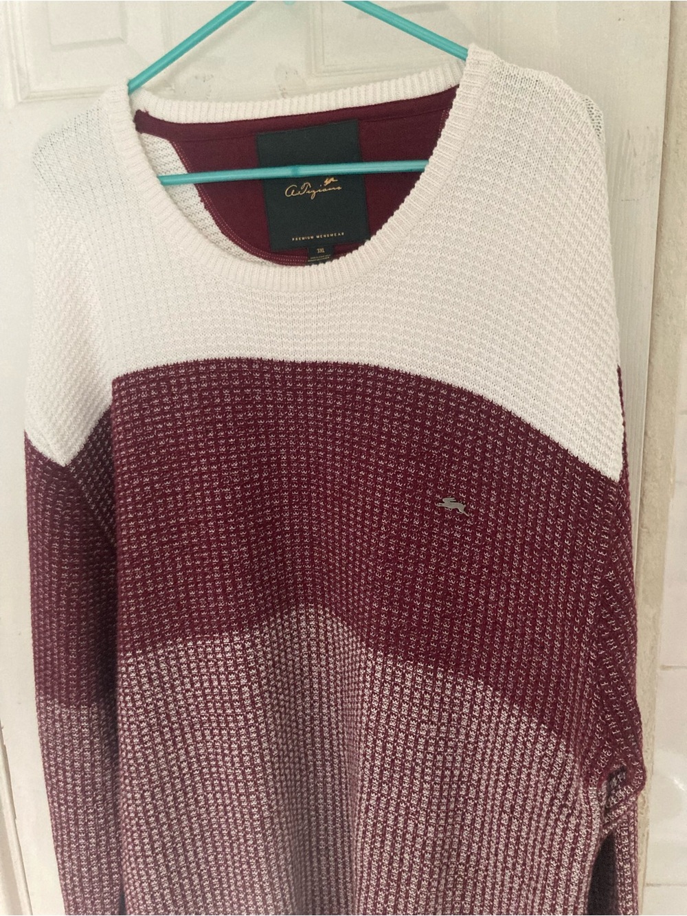 A. Tiziano Men’s Colorblock Maroon and White Knit Sweater size 3XL